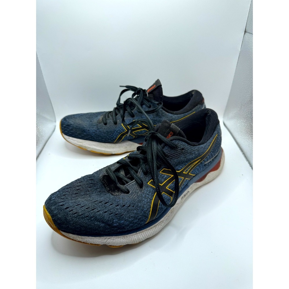 ASICS Gel-Nimbus 24 Azure Amber 1011B359 Mens 10 Sneaker Blue Mesh Running Shoes